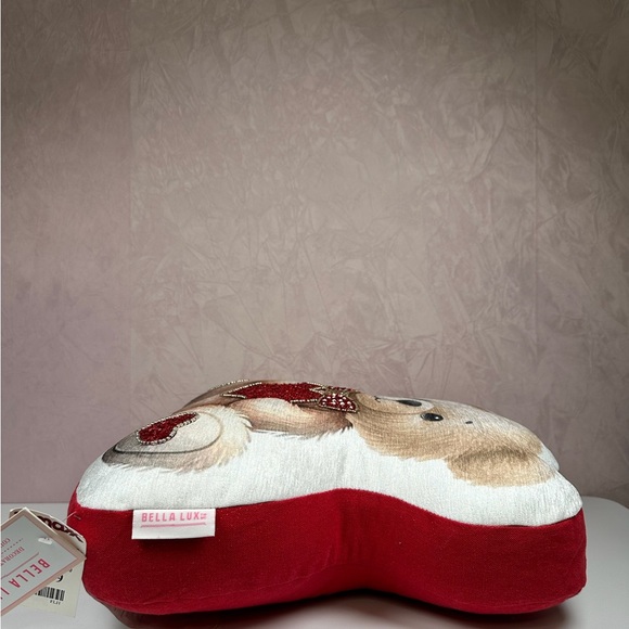Bella Lux Heartfelt Valentines Teddy Bear Pillow - Red and White - Picture 10 of 10